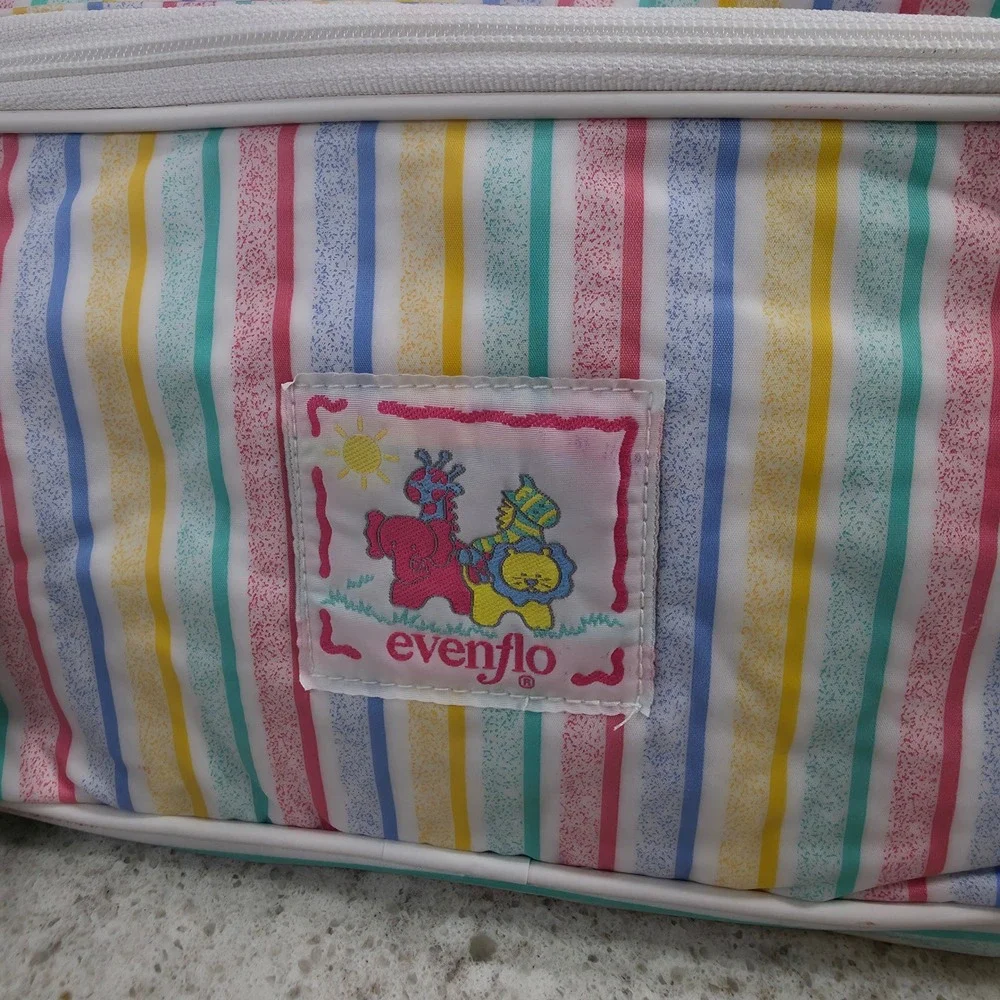 Vintage Evenflo insulated Diaper Bag Rainbow Stripe Pastel Pacesetter NWT
